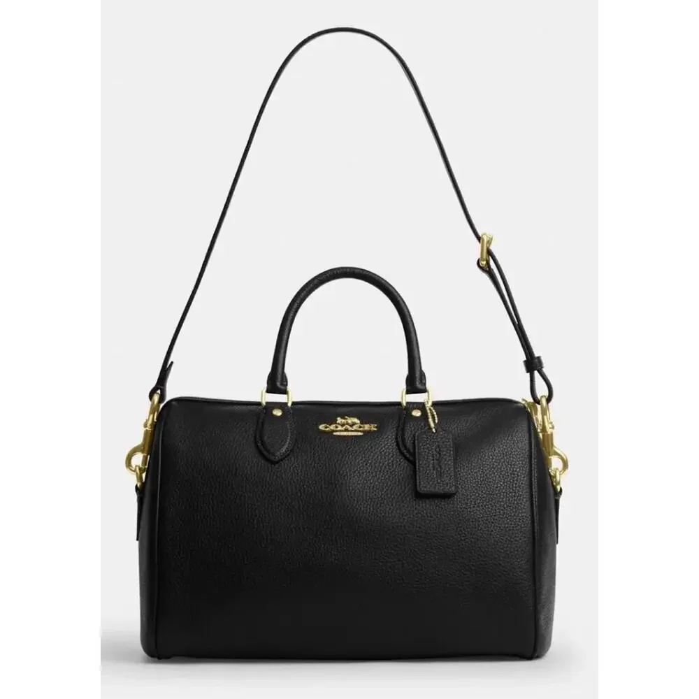 COACH Rowan Large Satchel Bag, BLACK/GOLD; RARE ITEM!!